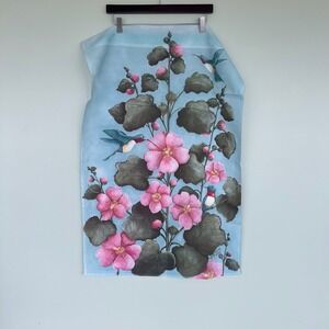 Kathy Hatch Garden Flag Floral Hummingbird Blue 24x36 Vintage 2000 Cottagecore